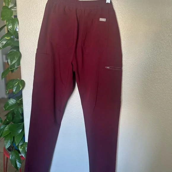 Figs Women’s Burgundy High Waisted Scrub Pants - Picture 6 of 11